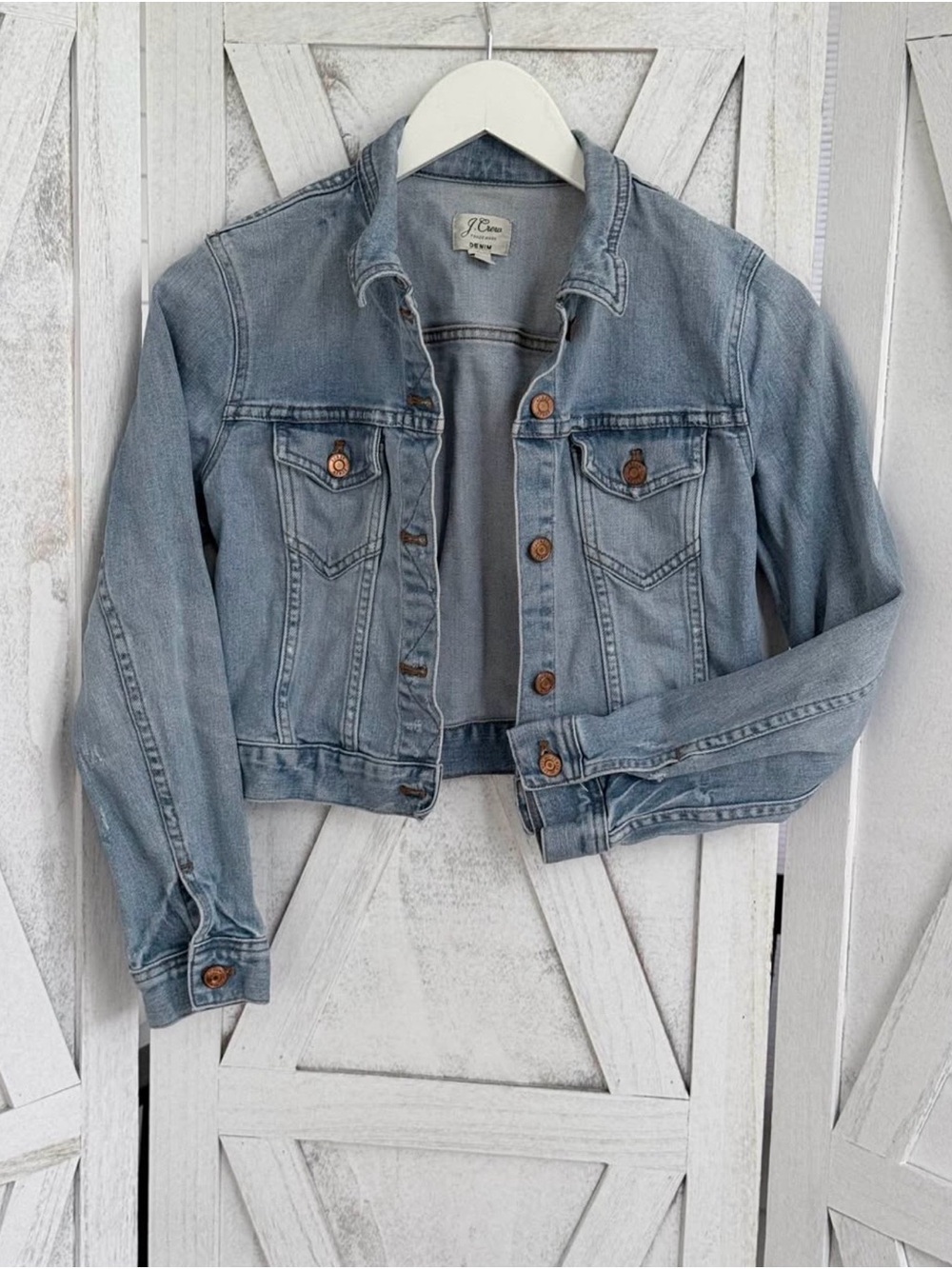 J. Crew Light Wash Cropped Denim Jacket